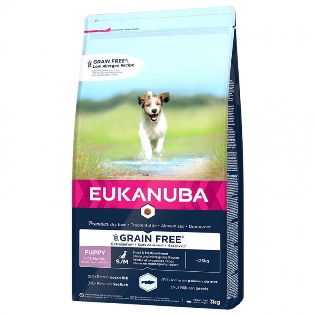 EUKANUBA Grain Free Puppy Small/Medium Breed Ocean Fish - dry dog food - 3 kg