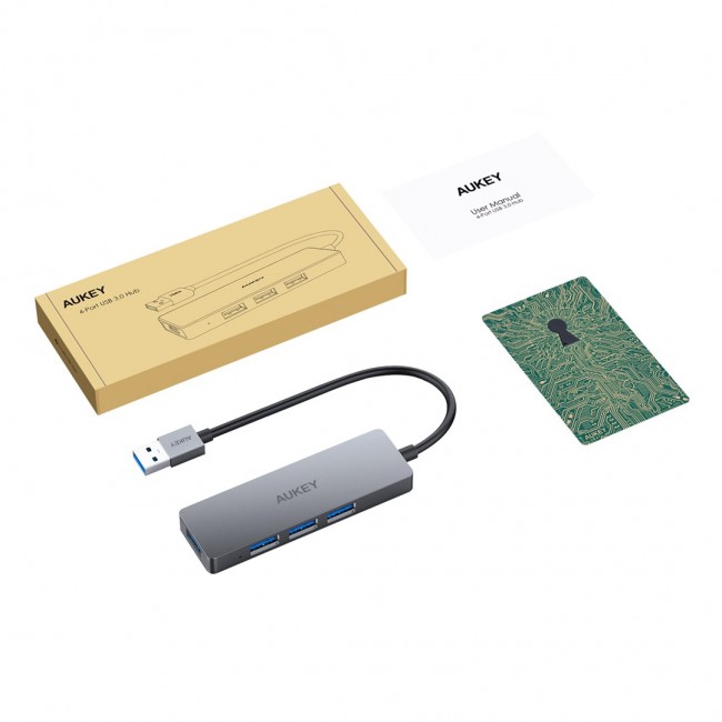 AUKEY CB-H36 Aluminium HUB USB-A | Ultra Slim | 4in1 | 4xUSB 3.0 | 5Gbps