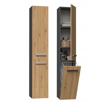 Topeshop NEL IV ANT/ART bathroom storage cabinet Graphite, Oak