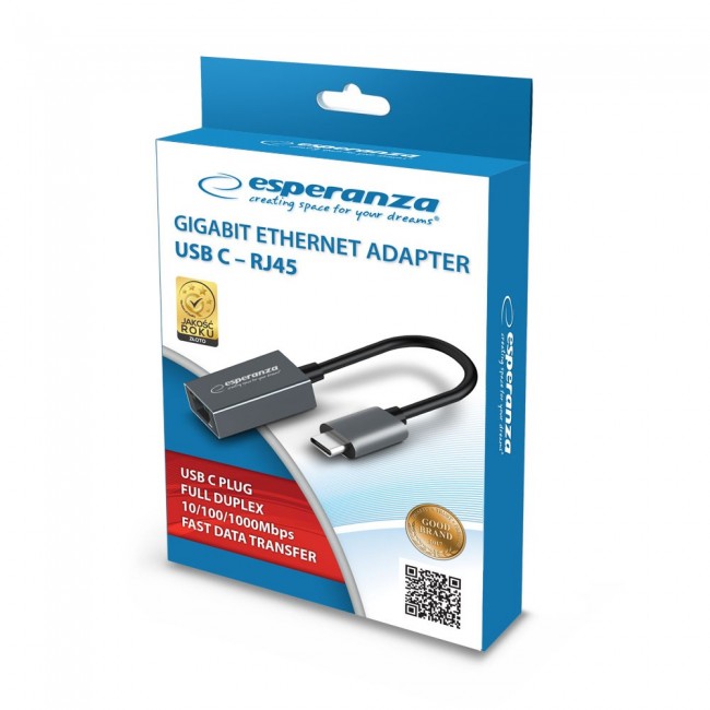 Esperanza ENA102 ETHERNET 1000 MBPS ADAPTER USB C-RJ45