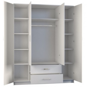 Topeshop ROMANA 160 BIEL bedroom wardrobe/closet 11 shelves 4 door(s) White