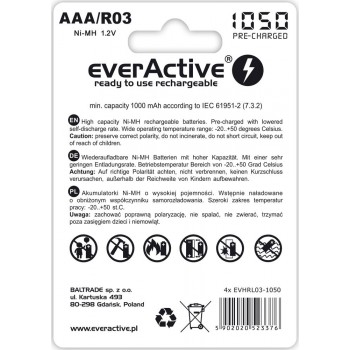 Rechargeable batteries everActive Ni-MH R03 AAA 1050 mAh Professional Line