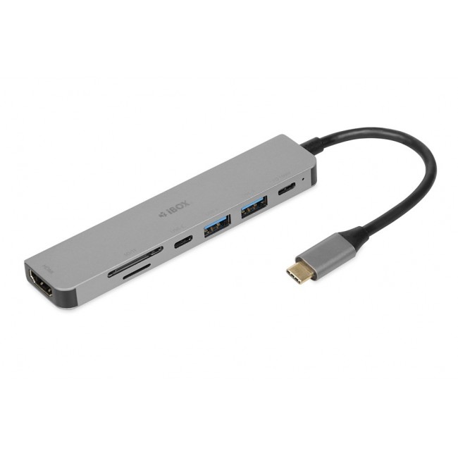 iBox IUH3SL4K notebook dock/port replicator USB 3.2 Gen 1 (3.1 Gen 1) Type-C Power Delivery 100W Silver