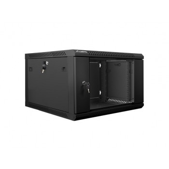 Lanberg wall-mounted installation rack cabinet 19'' 6U 600x600mm black (glass door)