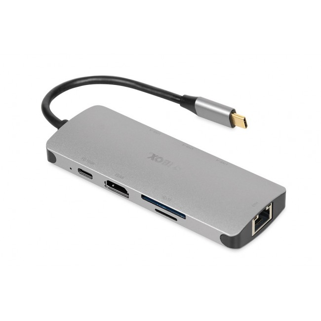 iBox IUH3RJ4K notebook dock/port replicator USB 3.2 Gen 1 (3.1 Gen 1) Type-C Power Delivery 100W Silver