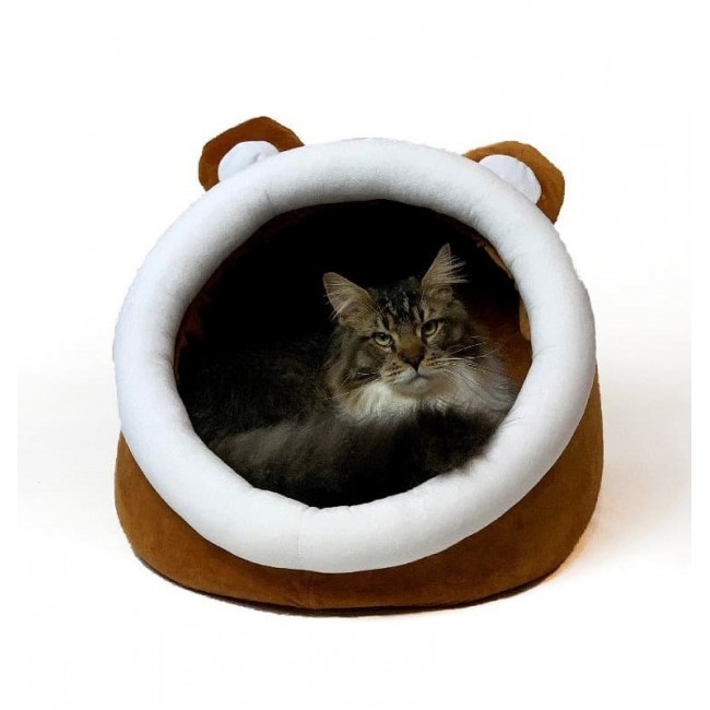 GO GIFT cat bed - brown-white - 40x45x34 cm