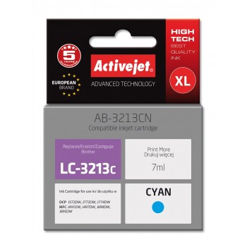 Activejet AB-3213CN Ink cartridge (replacement for Brother LC3213C Supreme 7 ml cyan)
