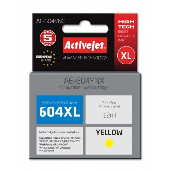 Activejet AE-604YNX Ink Cartridge (replacement for Epson 604XL C13T10H44010 Supreme yield of 350 pages 12 ml yellow)