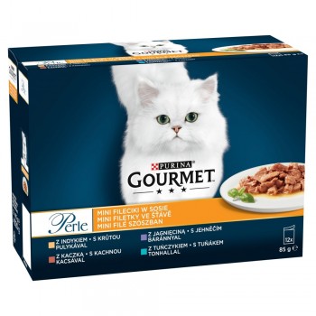 PURINA Gourmet Perle Duck, turkey, lamb, tuna - wet cat food - 12x85 g