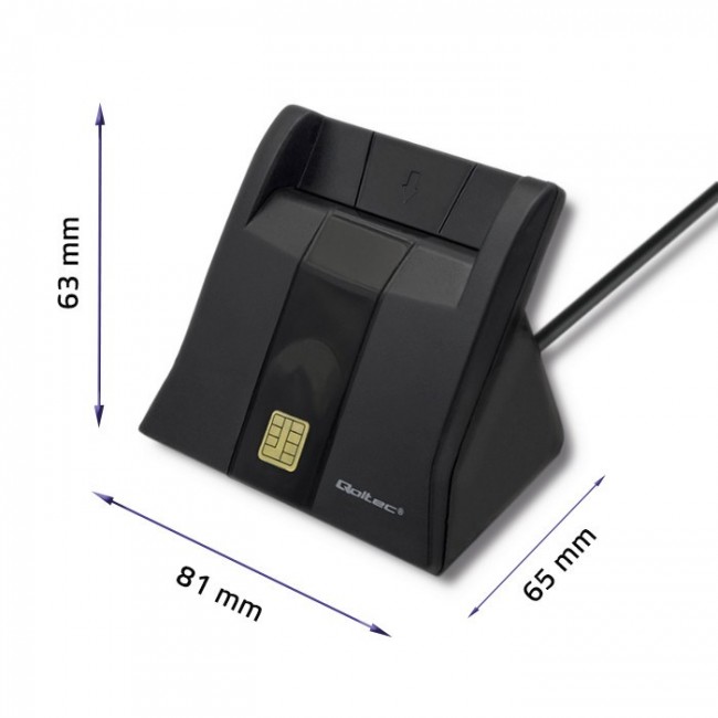 Qoltec 50643 Smart chip ID card scanner|USB 2.0 | Plug&Play