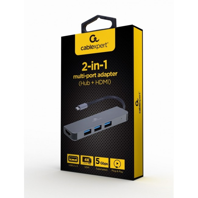 Gembird A-CM-COMBO2-01 USB Type-C 2-in-1 multi-port adapter (Hub + HDMI)
