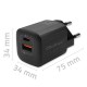 Qoltec 50764 mobile device charger Laptop, Portable gaming console, Power bank, Smartphone, Smartwatch, Tablet Black AC Fast charging Indoor