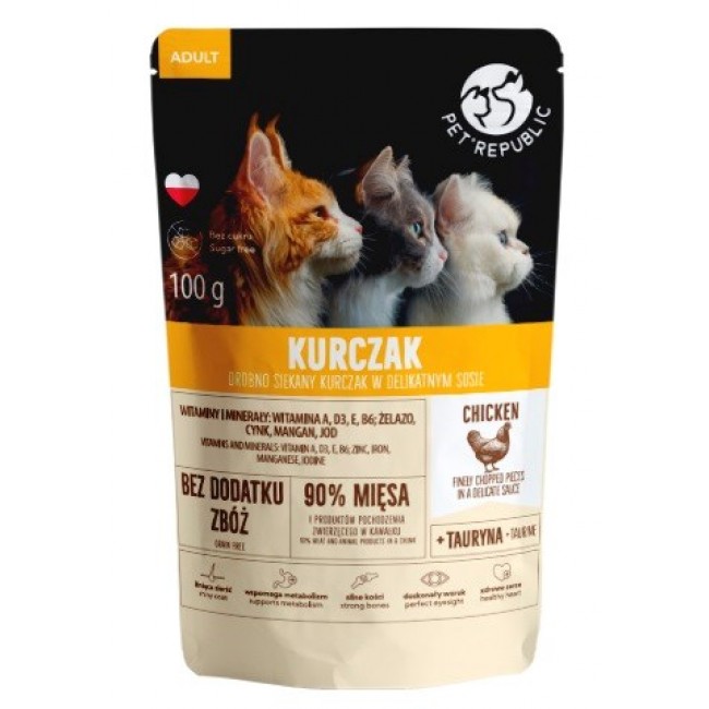 PET REPUBLIC Adult Chicken finely chopped - wet cat food- 100 g