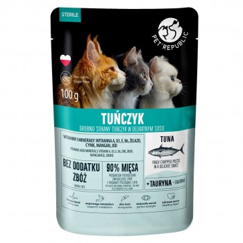 PET REPUBLIC Steril Finely chopped tuna in sauce - wet cat food - 100 g