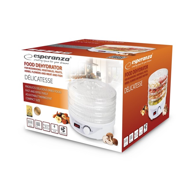 Esperanza EKD003 food dehydrator Transparent, White 250 W