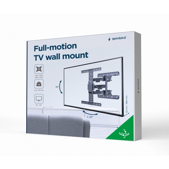 Gembird WM-65ST-01 Full-motion TV wall mount, 32 -65 (36 kg)