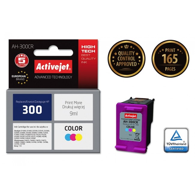 Activejet AH-300CR Ink (replacement for HP 300 CC643EE Premium 9 ml colour)