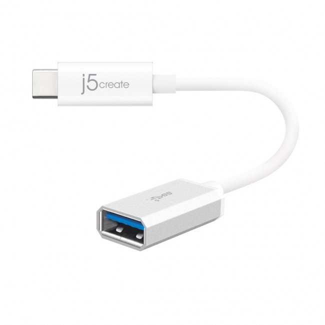 Adapter j5create USB-C 3.1 to Type-A Adapter (USB-C m - USB3.1 f 10cm colour white) JUCX05-N