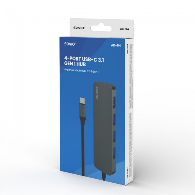 SAVIO Hub USB-C - 4 x USB-A, AK-54