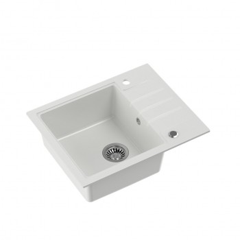 QUADRON PETER 116 granite sink Steingran white with manual siphon and screw cap