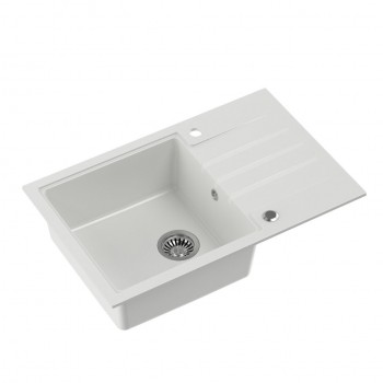 QUADRON PETER 111 granite sink Steingran white with manual siphon and screw cap