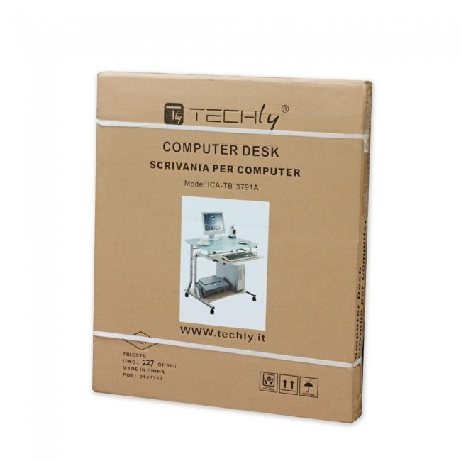 Techly Compact Desk for PC Metal & Glass with Wheels ICA-TB 3791A