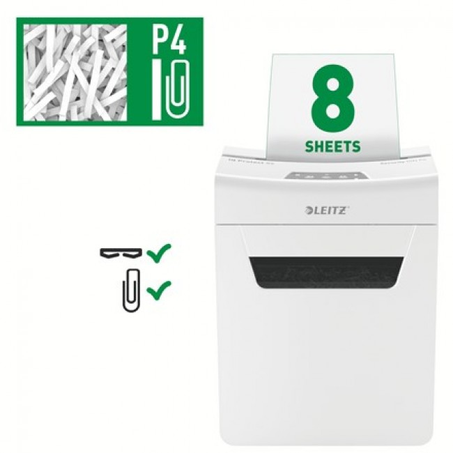 Leitz Shredder IQ Protect Premium 8X, P4, 8 sheets, 14 l basket