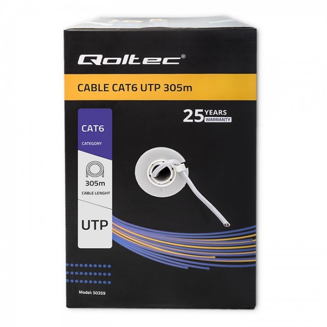 Qoltec 50359 UTP network cable| CAT6 | 305m | PVC grey