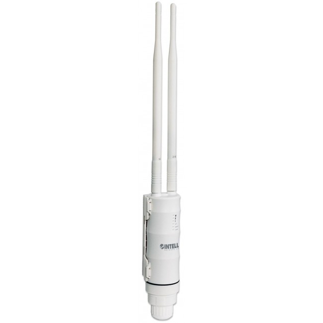 Intellinet High-Power Wireless AC600 Outdoor Access Point / Repeater, 433 Mbps Wireless AC (5 GHz) + 150 Mbps Wireless N (2.4 GHz), IP65, 28 dBm, Wireless Client Isolation, Passive PoE, Wall- and Pole-mount (Euro 2-pin plug)