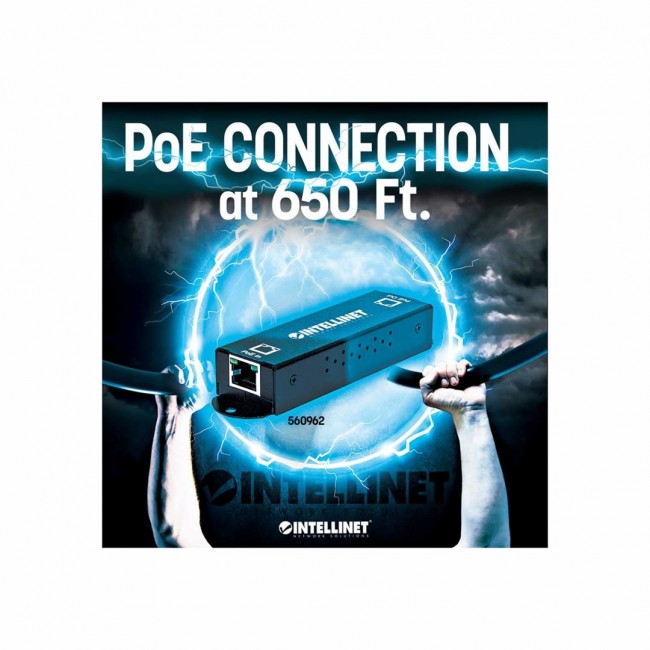 Intellinet Gigabit High-Power PoE+ Extender Repeater, IEEE 802.3at/af Power over Ethernet (PoE+/PoE), metal