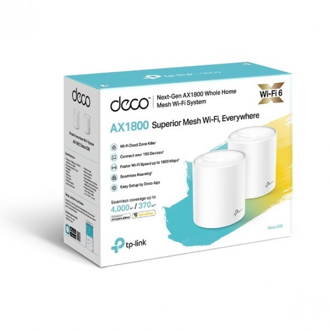 TP-Link Deco X20 (2-pack) Dual-band (2.4 GHz / 5 GHz) Wi-Fi 5 (802.11ac) White 4G