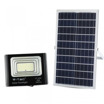 V-TAC 35W Black IP65 Solar LED Projector, Remote Control, Timer VT-100W 4000K 2450lm