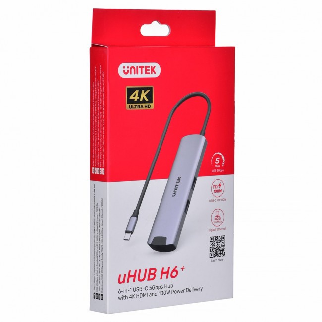 Unitek H1112F active HUB USB-C 5 Gbps, HDMI RJ-45 PD 100 W
