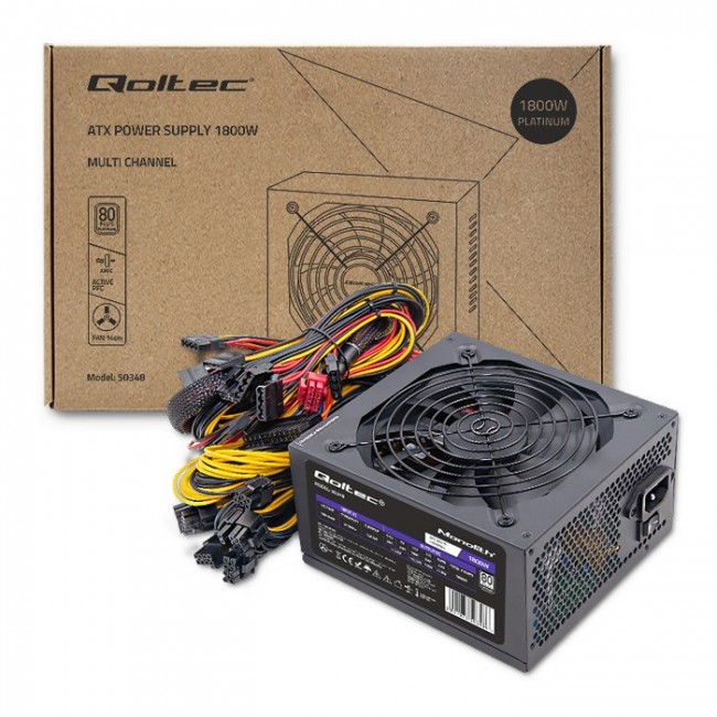 Qoltec 50348 ATX 1800W power supply | 80 Plus Platinum | Gaming Miner