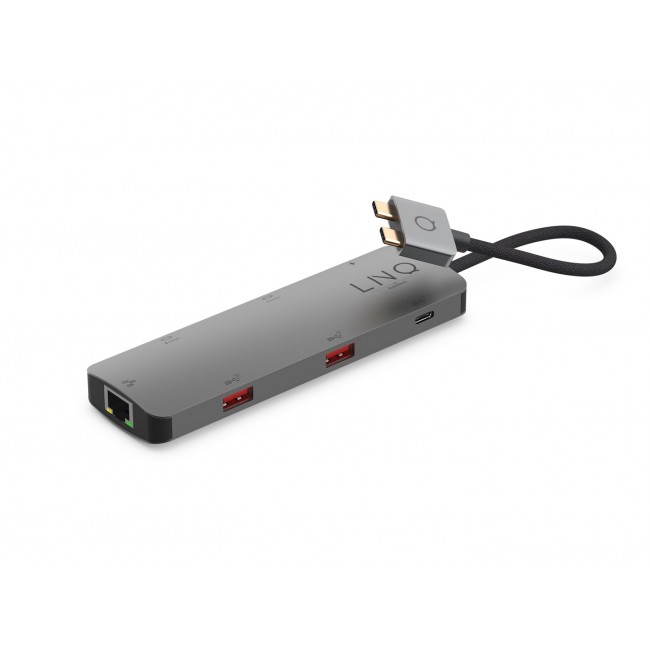 LINQ byELEMENTS LQ48011 - 7in2 Pro USB-C 10Gbps Multiport Hub with Dual 4K HDMI and Ethernet for MacBook M1/M2