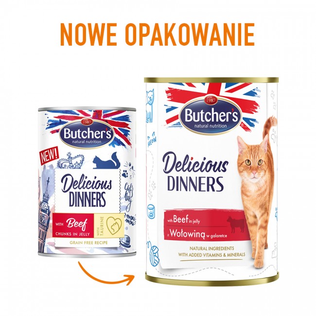 BUTCHER'S Delicious Dinners Pieces of beef in jelly - wet cat food - 400g