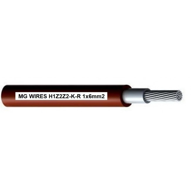 Photovoltaic cable // MG Wires // 1x6mm2, 0.6/1kV red H1Z2Z2-K-R-6mm2 RD, 50m package