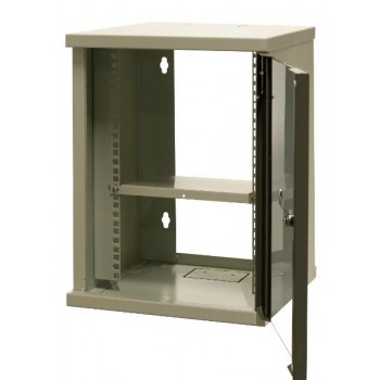 EMITERNET Single hanging cabinet 10'' 9U, sheet metal/glass doors, 325 330x445mm (width/depth/height) EM/SOHO-9U