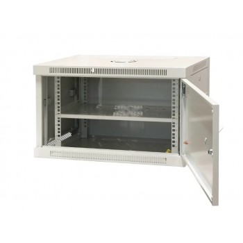 EMITERNET Single wall-mounted cabinet 19'' 6U, full sheet metal door, 600 450 370mm width/depth/height. EM/AP6406-B