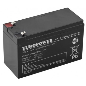 EUROPOWER EP Series AGM Battery 12V 7.2Ah (Service Life 6-9 Years)