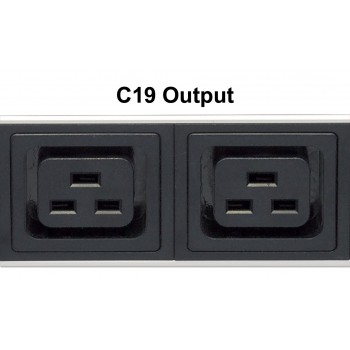 Intellinet Vertical Rackmount 24-Output Power Distribution Unit (PDU), 20 x C13 & 4 x Output C19, Removable Power Cable, Rear C14 Input