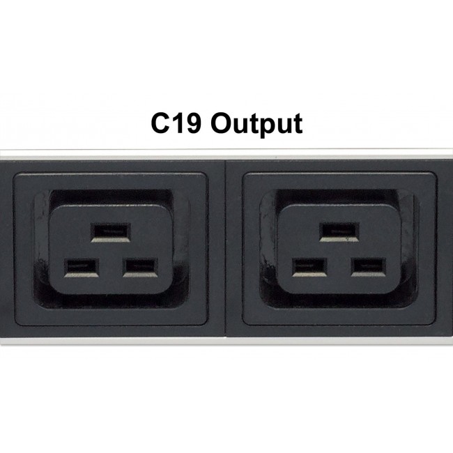 Intellinet Vertical Rackmount 24-Output Power Distribution Unit (PDU), 20 x C13 & 4 x Output C19, Removable Power Cable, Rear C14 Input