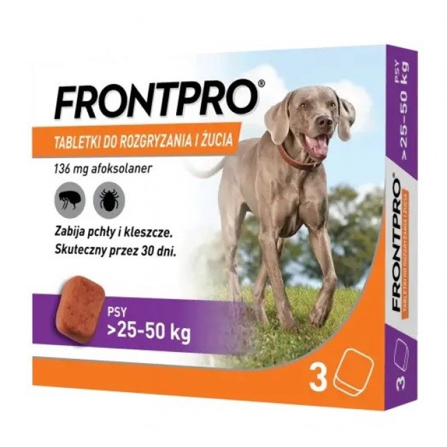 FRONTPRO Flea and tick tablets for dog ( 25-50 kg) - 3x 136mg