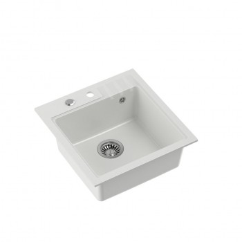 QUADRON PETER 110 granite sink Steingran white with manual siphon and screw cap