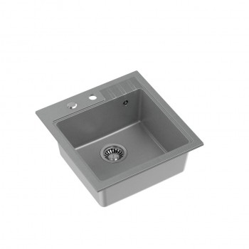 QUADRON PETER 110 granite sink Steingran grey with manual siphon and screw cap