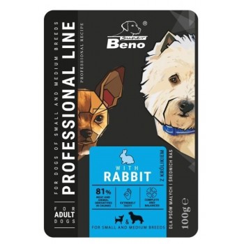 SUPER BENO Adult Small and medium Rabbit - Wet dog food - 100 g