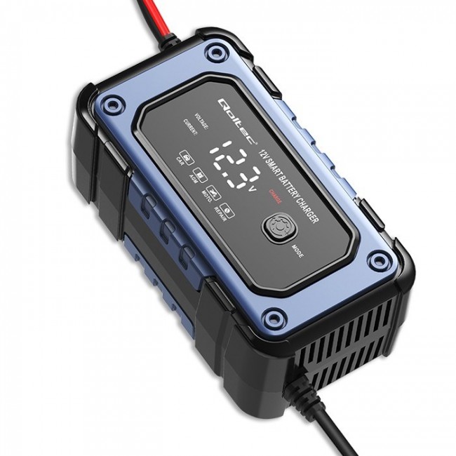 Qoltec 52483 Battery charger with repair function | Intelligent microprocessor charger | 12V | 6A | LED | 4 modes