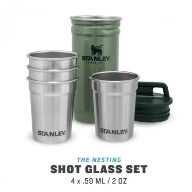 Stanley metal glasses in case Adventure hammertone green matte 4 X 60 ml