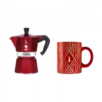 Coffee maker BIALETTI DECO GLAMOUR Moka Express 3tz + mug Red