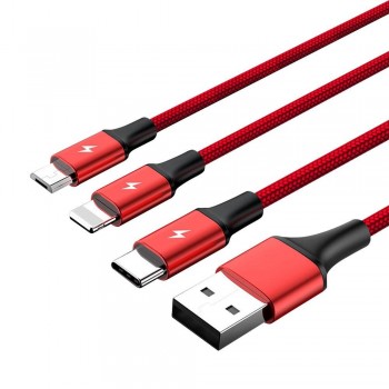 UNITEK C4049RD USB cable 1.2 m USB A USB C/Micro-USB B/Lightning Red